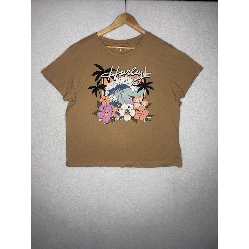 Hurley T-Shirt Graphic Women's XL Parrot Beach Surf Tropical